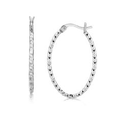 LOVCIA Premium Rhodium Plated Sterling Silver Diamond Cut Textured Oval Hoop Earrings Oval Hoop Earrings, Snap Lock, Sterling Silver Hoops, Silver Hoops, Silver Diamonds, Diamond Earrings Studs, Diamond Cut, Sterling Earrings, Designer Earrings