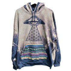 Made to Order Unisex NAVY BLUE UFO Flower of Life Slash Dyed - Etsy Printed Hoodies, Basic Sweatshirt, Gray Hoodie, Vintage Hoodies, Print Sweatshirt, Pullover Jacket, Print Pullover, Casual Hoodie, Vintage Cotton