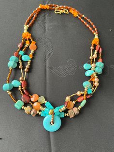 Multi turqouse gemstones neklace for those who like different design Bohemian Turquoise Beaded Necklaces, Bohemian Turquoise Beaded Necklace, Southwestern Style Necklaces With Stones As Gift, Southwestern Style Necklace With Stones As Gift, Southwestern Style Stone Necklaces As Gift, Southwestern Style Stone Necklaces For Gifts, Unique Turquoise Necklaces, Unique Turquoise Round Necklace, Unique Round Turquoise Necklaces