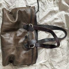 John Varvatos Leather Bleecker Triple Zip Attached Crossbody Bag - One Size (The Color Is Like An Olive Green / Brown Color As Shown In Photos) No Long Strap Texas Chainsaw, John Varvatos, Green Brown, Chainsaw, Green And Brown, Brown Color, Olive Green, Crossbody Bag, Texas