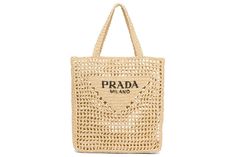 Designers Bags, Sac Tote Bag, Raffia Tote Bag, Prada Tote Bag, Bag Prada, Prada Logo, Crochet Tote Bag, Woven Tote Bag, Prada Bags