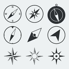 black and white compass icons set