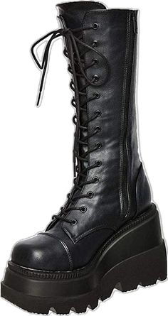 Black Gothic Platform Boots For Spring, Spring Punk Style Chunky Platform Boots, Fitted Punk Platform Boots With Round Toe, Edgy Black Fitted Combat Boots, Black Fitted Edgy Combat Boots, Gothic Platform Boots For Spring, Punk Style Platform Boots For Concerts In Fall, Punk Style Combat Boots For Halloween Streetwear, Punk Combat Boots For Halloween Streetwear