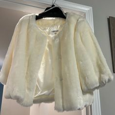 Faux Fur Jacket - Off White - White Depending On Lighting. Originally Purchased For Wedding But Was Not Needed. No Tags But Never Worn. White Faux Fur Outerwear For Party, White Faux Fur Party Outerwear, Calvin Klein White Winter Outerwear, Calvin Klein White, White Faux Fur, Women's Jackets, Faux Fur Jacket, White White, Womens Calvin Klein