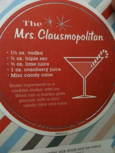 a close up of a label on a drink glass with the words mr clausmobilian