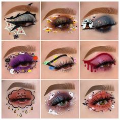 Graphic Halloween Makeup, Halloween Makeup Eye Looks, Halloween Inspired Makeup Looks, Cute Halloween Eyeshadow, Halloween Theme Makeup, Halloween Make Up Ideas Creative, Cute Halloween Eye Makeup, Skeleton Eye Makeup