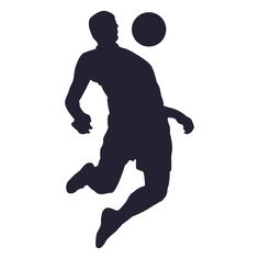 a silhouette of a man playing with a soccer ball