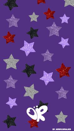 a purple background with stars and scissors on it