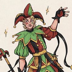 a drawing of a man dressed as a jester