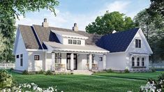 this is an artist's rendering of the farmhouse style house plans for small homes