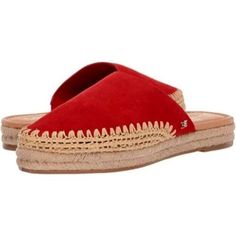 You Can't Go Wrong With A Pair Of Suede Slides, So Make This Espadrille Version With Stitching Along The Sides Your Go-To Shoe Of The Season. From Sam Edelman. New Never Worn Style: Austin Material: Red Suede Wrapped Sides Padded Insole, Textured Outsole Approximately 1"H Sole Fit: True To Size Leather/Man-Made Upper; Man-Made Balance Red Leather Espadrilles For Spring, Red Espadrilles With Rubber Sole For Spring, Red Casual Espadrilles With Flat Heel, Casual Red Sandals With Woven Sole, Casual Red Espadrilles With Flat Heel, Casual Red Flat Heel Espadrilles, Casual Red Closed Toe Espadrilles, Casual Red Flat Espadrilles, Casual Red Espadrilles