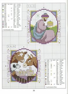 two cross - stitch pictures with the same pattern as shown in this page, one is for