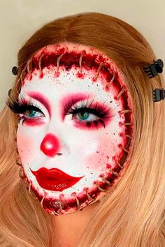 very gorry and bloody makeup looks - Google Search Scary Face Halloween Makeup, Scary Glam Halloween Makeup, Scariest Halloween Makeup, Best Halloween Makeup Looks, Scary Horror Makeup Ideas, Halloween Creative Makeup, Halloween Makeup Looks Scary Easy, Scary Clown Makeup Ideas, Sfx Clown Makeup