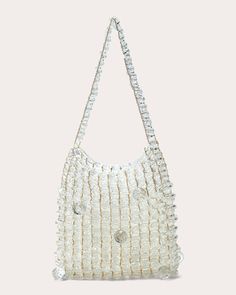 A display of exceptional craftsmanship, the Gigi bag is brought to life in crystal beads for a light-reflecting effect. The unlined silhouette is strung with gold chain detailing, adding elevated glamour to this statement piece. Open top Unlined Gold chain details Crystal beaded body Store in dust bag Made in the Philippines Measurements Width: 8in Height: 9in Depth: 2in Beaded Shoulder Bag, Open Top, The Philippines, Hobo Bag, Bag Making, Crystal Beads, Gold Chain, Gold Chains, Statement Pieces