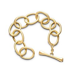 For Sale on 1stDibs - A twist on the classic chain link bracelet, Faye Kim's oval link bracelet is a statement piece with impact! Extra-large oval links are handmade with thick Everyday Chunky Oval Link Bracelets, Elegant Chunky Oval Link Bracelets, Modern Chunky Oval Link Bracelets, Gold-plated Bracelet With Chunky Oval Link Chain, Gold-tone Chunky Chain Bracelet With Oval Links, Toggle Bracelet, Lovely Jewellery, Chain Link Bracelet, Link Bracelets