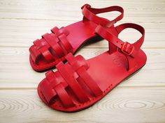 Red Leather Fisherman Sandals for Women Classic Minimalist - Etsy Leather Fisherman Sandals, Jesus Sandals, Minimalist Summer, Genuine Leather Sandals, Mens Leather Sandals, Fisherman Sandals, Beautiful Sandals, Red Sandals, Summer Sandals