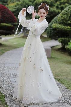 White Long Sleeves Butterfly Embroidery Women's Gorgeous Hanfu Dress – LolitaInside White Chiffon Dress For Spring Banquet, Summer Wedding Chiffon Dress With Long Sleeves, Summer Wedding Long Sleeve Chiffon Dress, Elegant Long Embroidered Spring Dress, Elegant Long Embroidered Dress For Spring, White Long Sleeve Embroidered Dress, Spring Wedding Dress With Embroidered Sleeves, Long Sleeve Chiffon Dress For Banquet, Spring Long Sleeve Chiffon Dress For Banquet