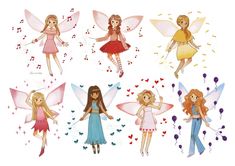 the four fairy girls are all dressed up in their costumes