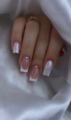 Manicure sencillo y lindo💅 Classy Acrylic Nails, Soft Nails, Short Acrylic Nails Designs, Square Acrylic Nails, Fire Nails, Chic Nails, Short Acrylic Nails