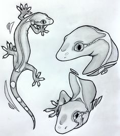 two lizards are depicted in this drawing