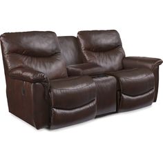 James Leather Reclining Console Loveseat_La-Z-Boy_brenham. Leather Reclining Loveseat, Console With Storage, Southern Motion, Power Reclining Loveseat, Reclining Loveseat, Leather Reclining Sofa, Rolled Arm Sofa, La Z Boy, Power Reclining Sofa