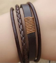 Multilayered braided faux leather adjustable unisex bracelet Knitting Bracelet, Bracelet Man, Man Bracelet, Men Bracelets, Brown Bracelet, Trendy Bracelets, Silver Bracelets For Women, Black Leather Bracelet, Cap Hats