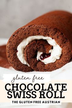 gluten free chocolate swiss roll with cream filling