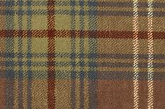 a brown and blue plaid fabric