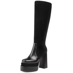 Heel Type: Square heelBoot Type: Modern BootsFashion Element: PlatformPattern Type: GeometricToe Shape: Square ToeItem Type: BootsHeel Height: Super High (8cm-up)With Platforms: YesPlatform Height: 5-7cmClosure Type: ZIP Black High Shaft Mid-calf Boots For Fall, Trendy High Shaft Boots For Fall, Chic High Shaft Platform Boots, Tall Knee-high Platform Heeled Boots, Chic Fitted High Shaft Platform Boots, Knee-high Platform Heeled Boots, Tall Knee-high Platform Boots With Round Toe, Tall Fit Knee-high Platform Boots With Round Toe, Knee-high Platform Heeled Boots Medium Width