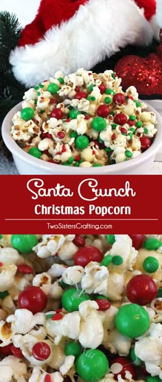 christmas popcorn with green and red candies