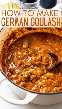 how to make german goulash in a dutch style pot with a wooden spoon