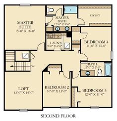 the second floor plan for a two bedroom apartment with an attached bathroom and living room