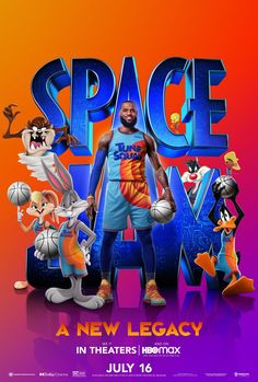 the movie poster for space jam, featuring an image of basketball player and other characters