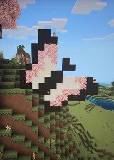 Cherry Walls Minecraft, Butterfly House Minecraft, Cherry Blossom Decor Minecraft, Minecraft Bonfire, Minecraft Butterfly, Minecraft Flower Garden, Cherry Blossom Minecraft, Kawaii Minecraft