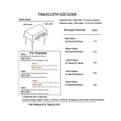 the tablecloth size guide for tables and chairs