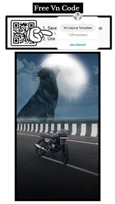 an image of a person riding a motorcycle on the road with a giant bird in the background