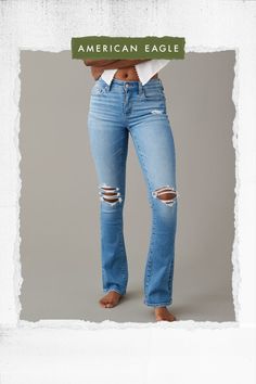 Stretch | Soft with an authentic denim look & juuust the right amount of stretch./True jean-like fabric that holds its shape./Won't bag out. Ever./Medium wash/Ripped Light Wash Slim Fit Jeans For Fall, Slim Fit Light Wash Jeans For Fall, Fitted Light Wash Jeans For Fall, Light Wash Fitted Jeggings For Fall, Slim Denim Jeans For Fall, Fall Slim Denim Jeans, Light Wash Straight Leg Jeggings, Light Wash Fitted Straight Leg Jeggings, Fitted Light Wash Straight Leg Jeggings