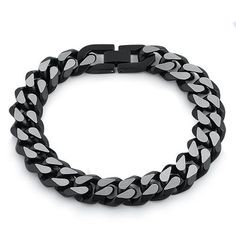 Width: 13.0mm

Band width: 4.0mm

Length: 8", 9"



Metal: Stainless Steel

Finish: High Polish Black Metal Bracelet With Stainless Steel Clasp, Black Metal Chain Bracelet With Stainless Steel Clasp, Black Metal Cuban Link Chain Bracelet, Modern Black Chain Link Jewelry, Black Cuban Link Bracelet As Gift, Modern Black Metal Cuban Link Bracelet, Modern Black Cuban Link Bracelet, Adjustable Black Stainless Steel Cuban Link Bracelet, Adjustable Black Metal Cuban Link Bracelet