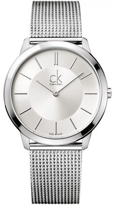 Men's Calvin Klein ck Minimal Mesh Band Watch K3M21126 Style Androgyne, Textured Bracelet, Breitling Watches, Gents Watches, Analog Watch