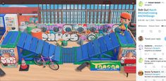 an animated image of a person riding a bike in front of a building with graffiti on it