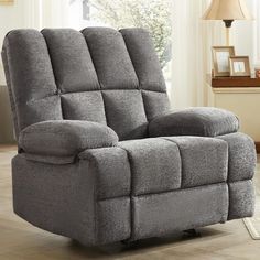 #ad Premium Quality Oversized Rocking Recliner Chair Extra Wide Soft Reclining Sofa 350 LBS Capacity, Furniture