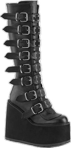 Emo Boots, Demonia Boots, Demonia Shoes, Leather Knee Boots, Black Platform Boots, Knee Boot, Black Vegan, Knee High Leather Boots, Black Platform