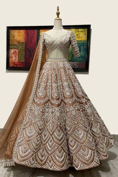 Types Of Lehenga, V Neck Lehenga, Sharara Saree, Raw Silk Lehenga, Lehenga Design, Sharara Suits, Embroidered Border, Sequin Embroidery, Bridal Lehengas