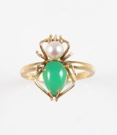 14k Gold Vintage Jade Jadeite & Pearl Spider Insect Conversion Ring Size 6.5 | eBay Vintage Multi-stone Green Emerald Ring, Vintage Multi-stone Emerald Ring, Vintage Multi-stone Round Emerald Ring, Vintage Green Emerald Ring With Multi-stone, Antique Cabochon Emerald Wedding Ring, Antique Green Multi-stone Ring, Antique Oval Emerald Ring, Vintage Multi-stone Oval Cabochon Rings, Vintage Emerald Cabochon Ring