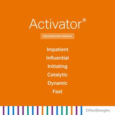 an orange background with the words activator written in white and rainbow stripes on it