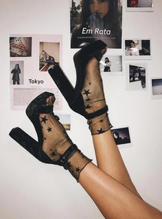 Milky Way Stars, Heels Aesthetic, Mesh Socks, Black Princess, Pastel Outfit, Grunge Look, Bohol, Socks And Heels