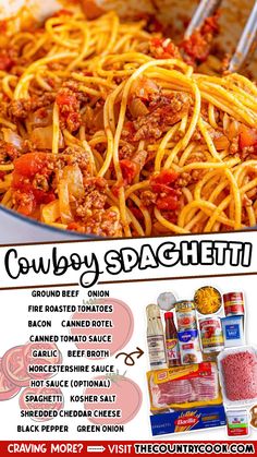 a poster advertising spaghetti and sauces with the caption's description below it