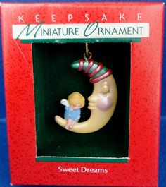 1988 Sweet Dreams Hallmark Retired Miniature by ShoppingJustForYou 2 Moons, Hallmark Christmas Ornaments, Hallmark Christmas, Hallmark Ornaments, Price Tag, Sweet Dreams, Before Christmas, Christmas Trees, Christmas Tree Decorations