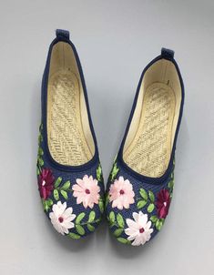 Ethnic Style Embroidered Linen Shoes — Obiono Embroidered Casual Flats, Embroidered Casual Flats For Spring, Casual Floral Embroidery Slip-on Flats, Casual Embroidered Slip-on Flats, Casual Slip-on Flats With Floral Embroidery, Casual Embroidered Summer Flats, Casual Embroidered Flats For Summer, Spring Embroidered Slip-on Flats, Spring Embroidered Closed Toe Flats