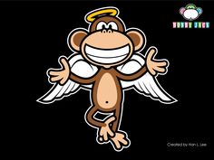 a cartoon monkey with angel wings